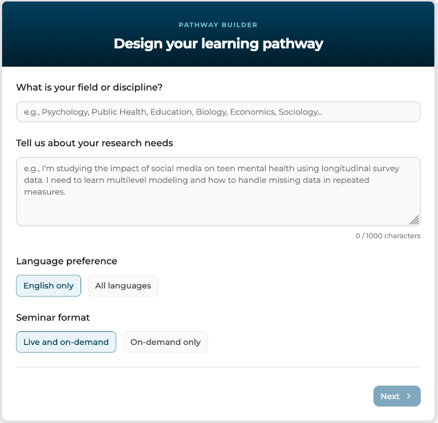 Actual Pathways input form